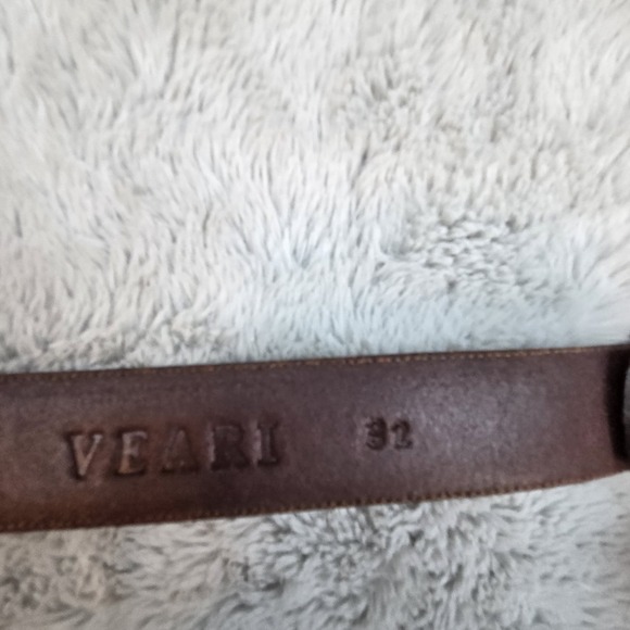 Veari Belt Mens Brown Vista Bovino Leather 32 Made in Mexico Silver Buckle - Picture 3 of 8